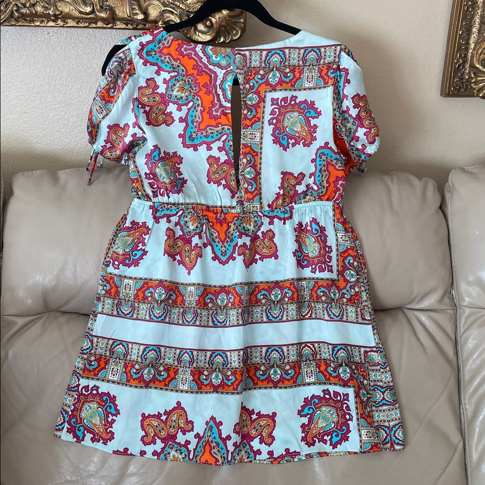 NWOT Alice & Trixie Multicolor Paisley Luxurious Silk Baby Doll Top Blouse L - Picture 5 of 12